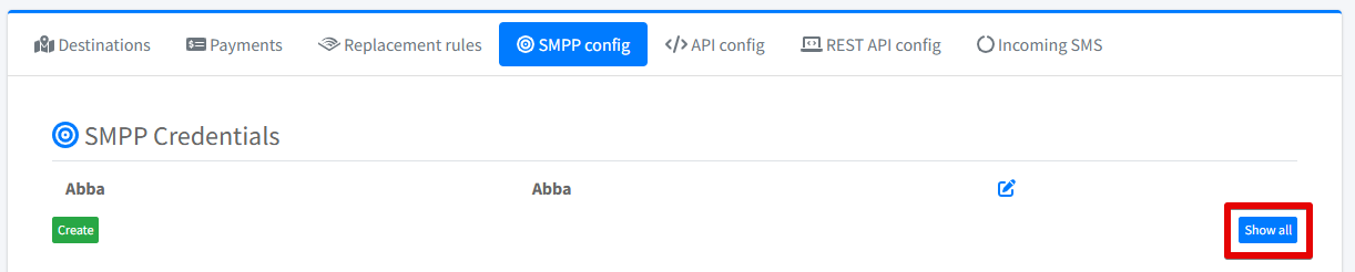 Abba_smpp_credentials_show all.png